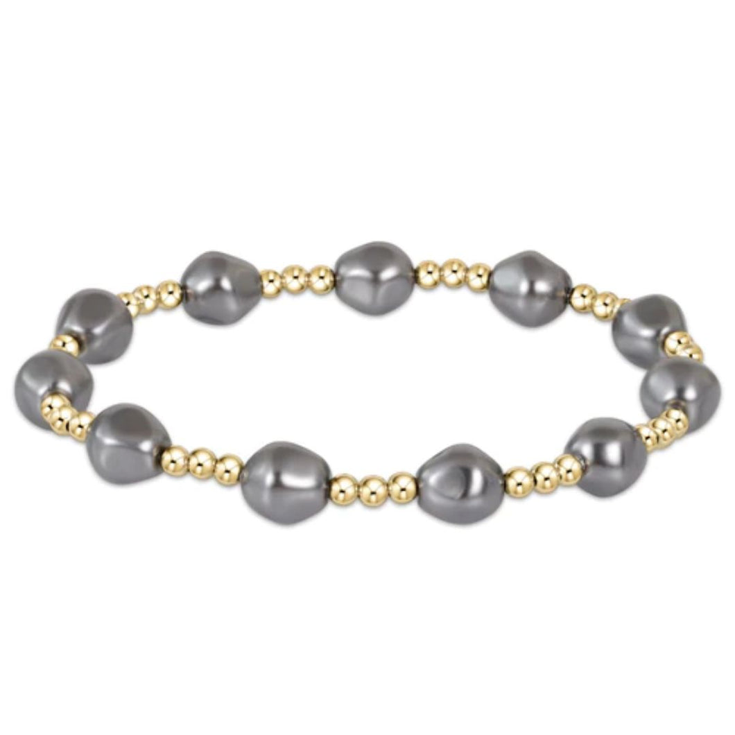 enewton Admire Gold 3mm Bead Bracelet - Pearl - Dark Grey