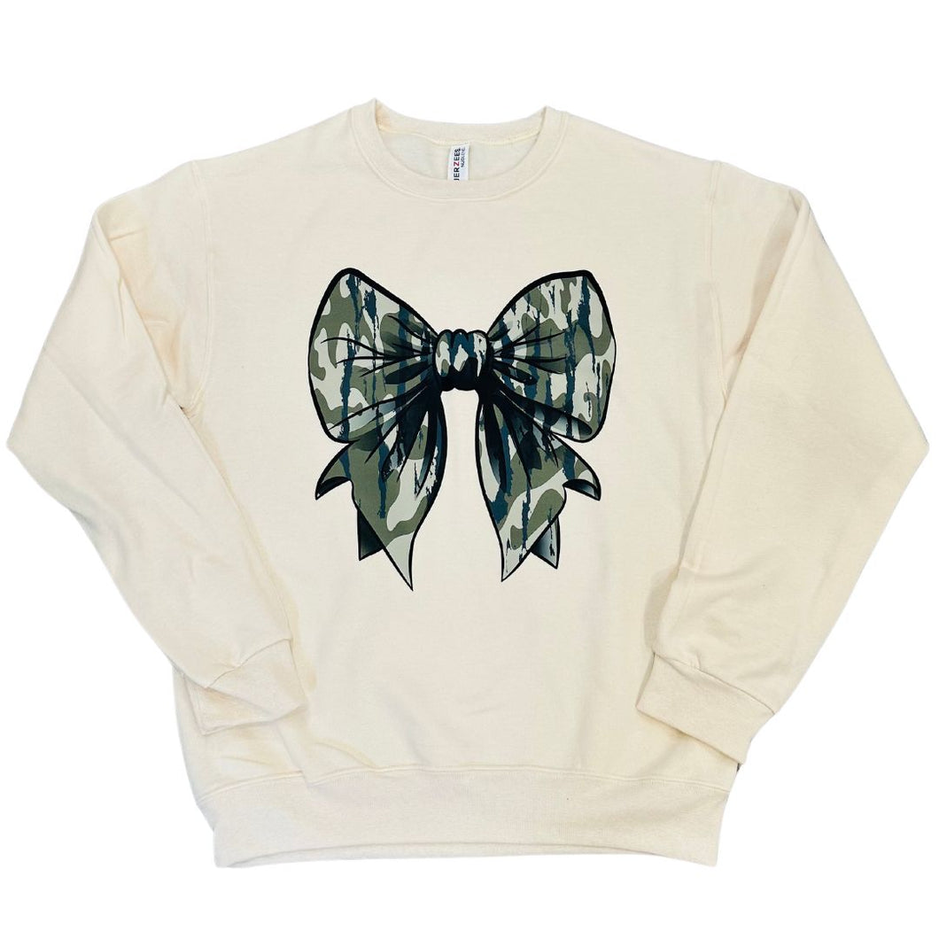 Camo Bow Crewneck Pullover