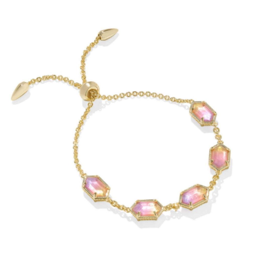 Hallie Delicate Chain Bracelet Gold Sunrise Watercolor Illusion