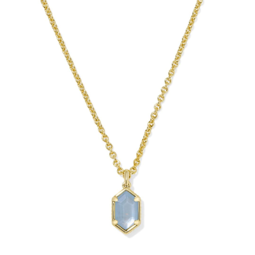 Hallie Short Pendant Sky Blue Mother of Pearl Necklace