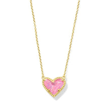 Load image into Gallery viewer, Ari Heart Gold Pendant Necklace in Pink Iridescent
