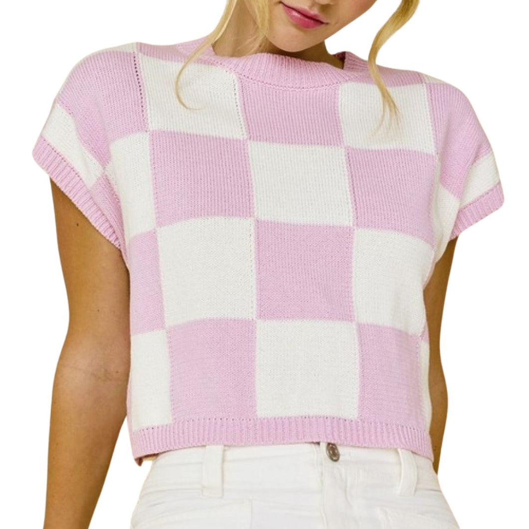 Hannah Loose Fit Pink Checker Top