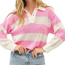 Load image into Gallery viewer, Rugby Style Wide Stripe Lightweight Sweater
