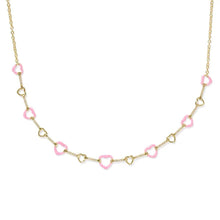 Load image into Gallery viewer, Haisley Heart Gold Strand Necklace in Pink Pearlescent
