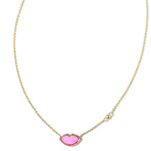 Load image into Gallery viewer, Lips Gold Pendant Necklace in Hot Pink Mother of Pearl
