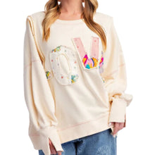 Load image into Gallery viewer, Oversized Love Patch French terry Pullover
