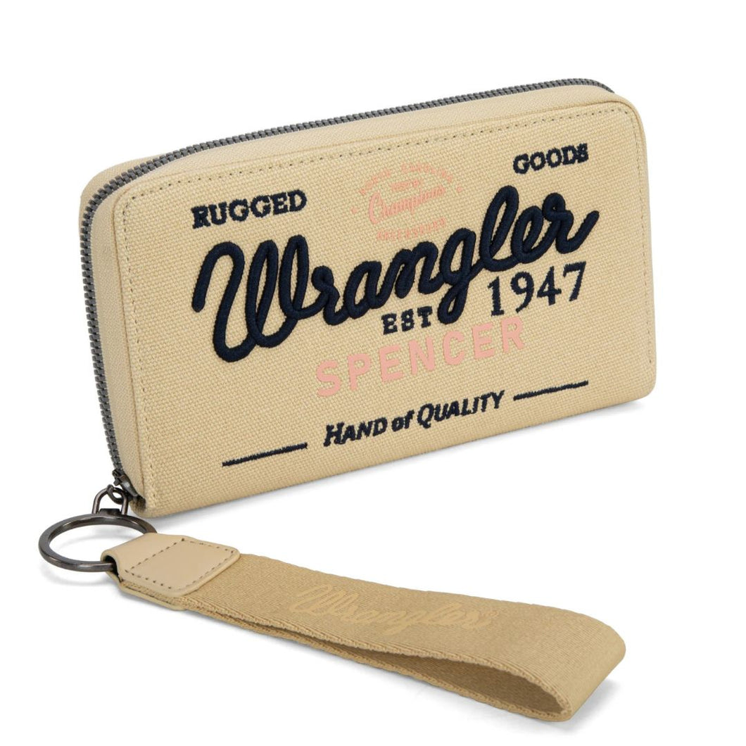 Wrangler Vintage Canvas Zip Wristlet- Tan