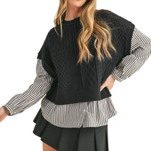 Load image into Gallery viewer, Sweater Vest with Striped Blouse
