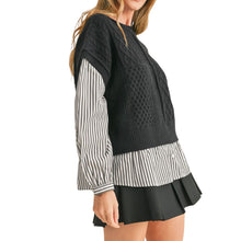 Load image into Gallery viewer, Sweater Vest with Striped Blouse
