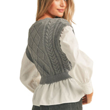 Load image into Gallery viewer, Cable Knit Sweater with Blouse
