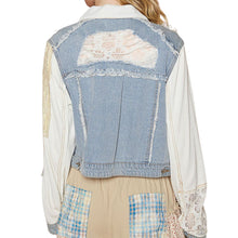 Load image into Gallery viewer, POL Lace Patchwork Denim Jacket
