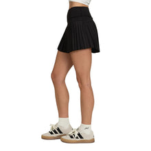 Load image into Gallery viewer, Gold Hinge 15&#39;&#39; Black Pleated Tennis Skirt
