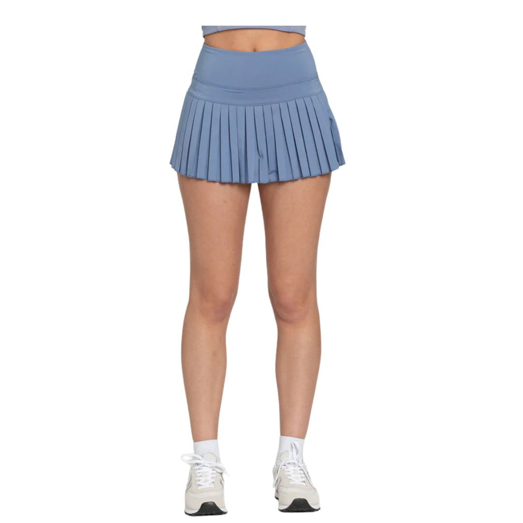 Gold Hinge Dusty Blue Pleated Tennis Skirt