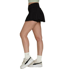 Load image into Gallery viewer, Gold Hinge Black Pleated Tennis Skirt
