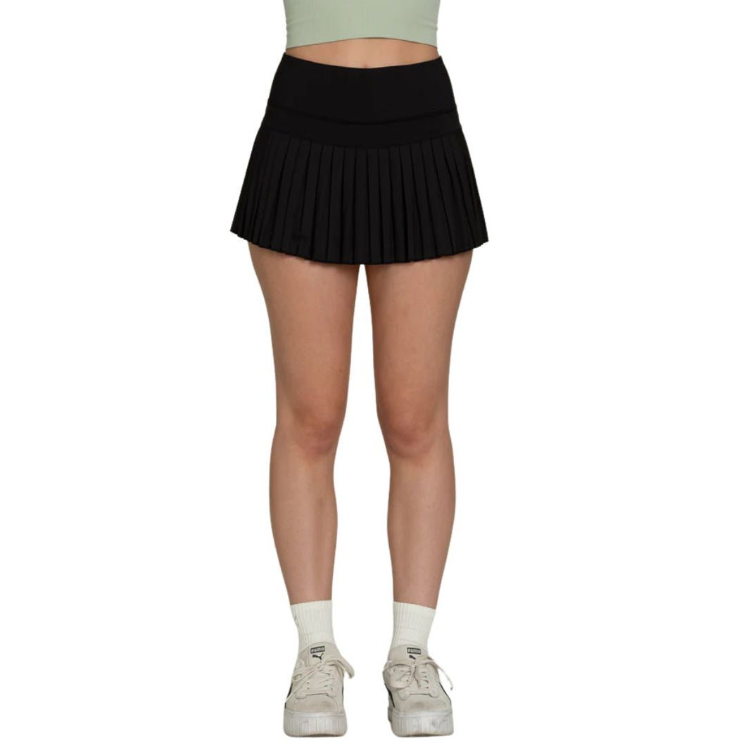 Gold Hinge Black Pleated Tennis Skirt