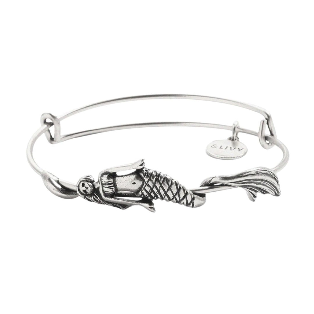 &LIVY Mermaid Symbol Wrap Expandable Bangle-Antique Silver