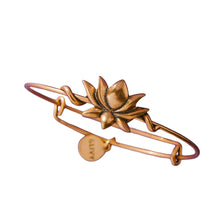 Load image into Gallery viewer, &amp;LIVY Lotus Symbol Wrap Expandable Bangle-Antique Gold
