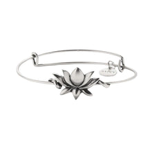 Load image into Gallery viewer, &amp;LIVY Lotus Symbol Wrap Expandable Bangle-Antique Silver
