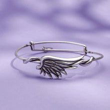 Load image into Gallery viewer, &amp;LIVY Angel Wing Symbol Wrap Expandable Bangle-Antique Silver
