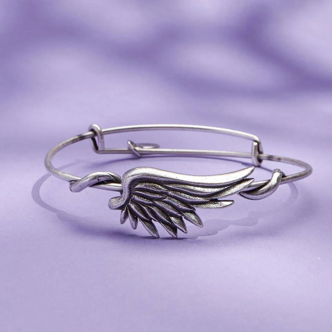 &LIVY Angel Wing Symbol Wrap Expandable Bangle-Antique Silver