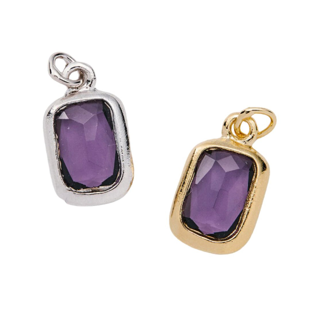 &Livy Gold Birthstone Charm February-Amethyst