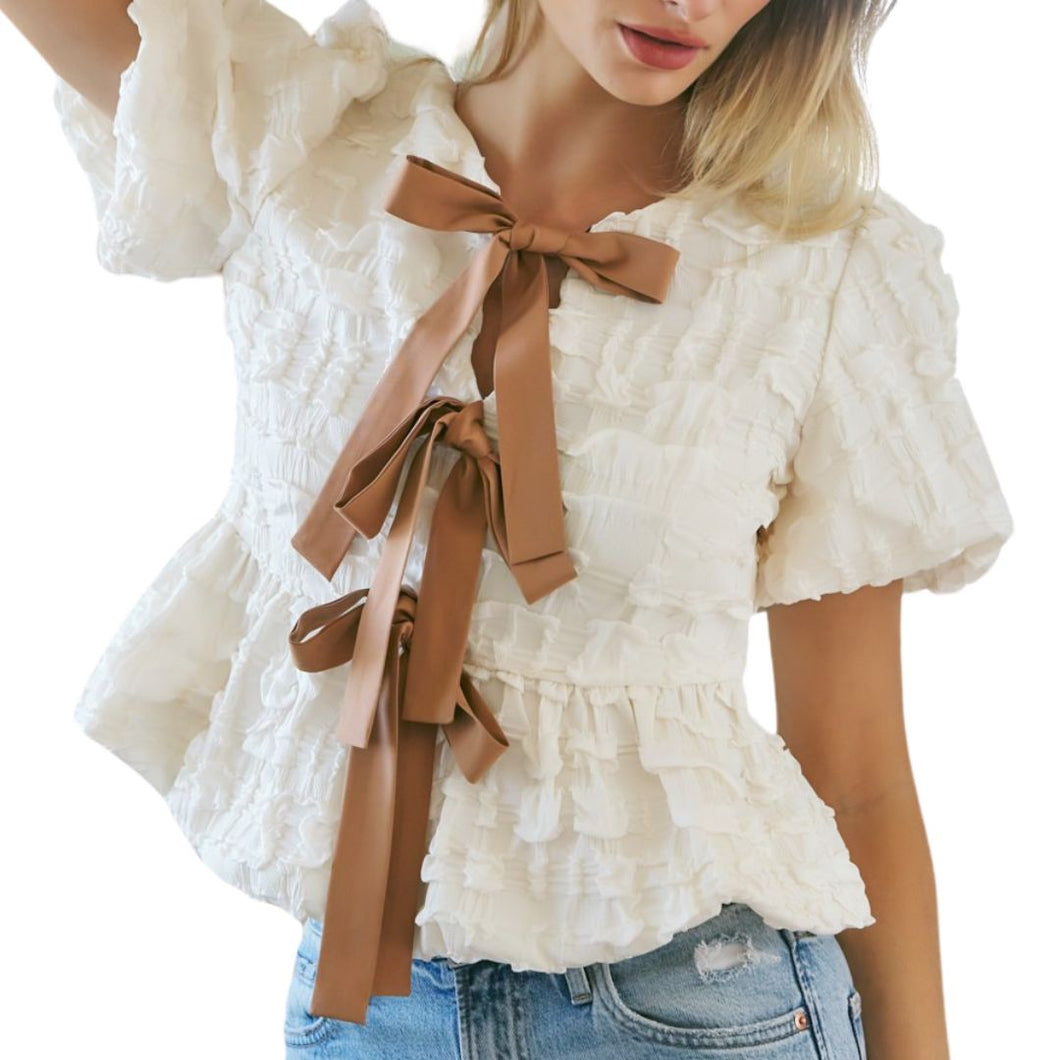 Bubble Babydoll Bow Blouse