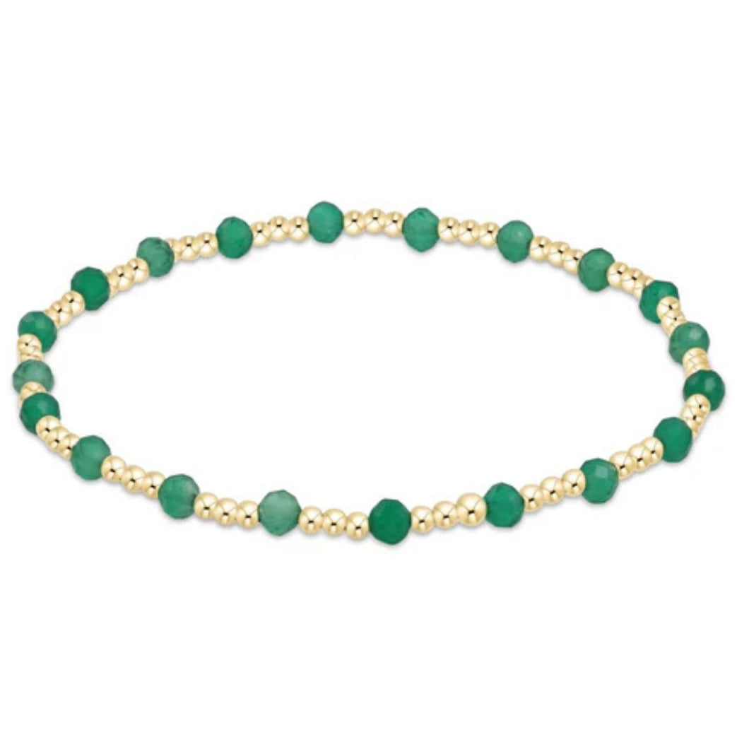 enewton Extend Gemstone Gold Sincerity Pattern 3mm Bead Bracelet - Green Onyx