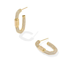 Load image into Gallery viewer, Emery Gold Hoop Earrings in White CZ
