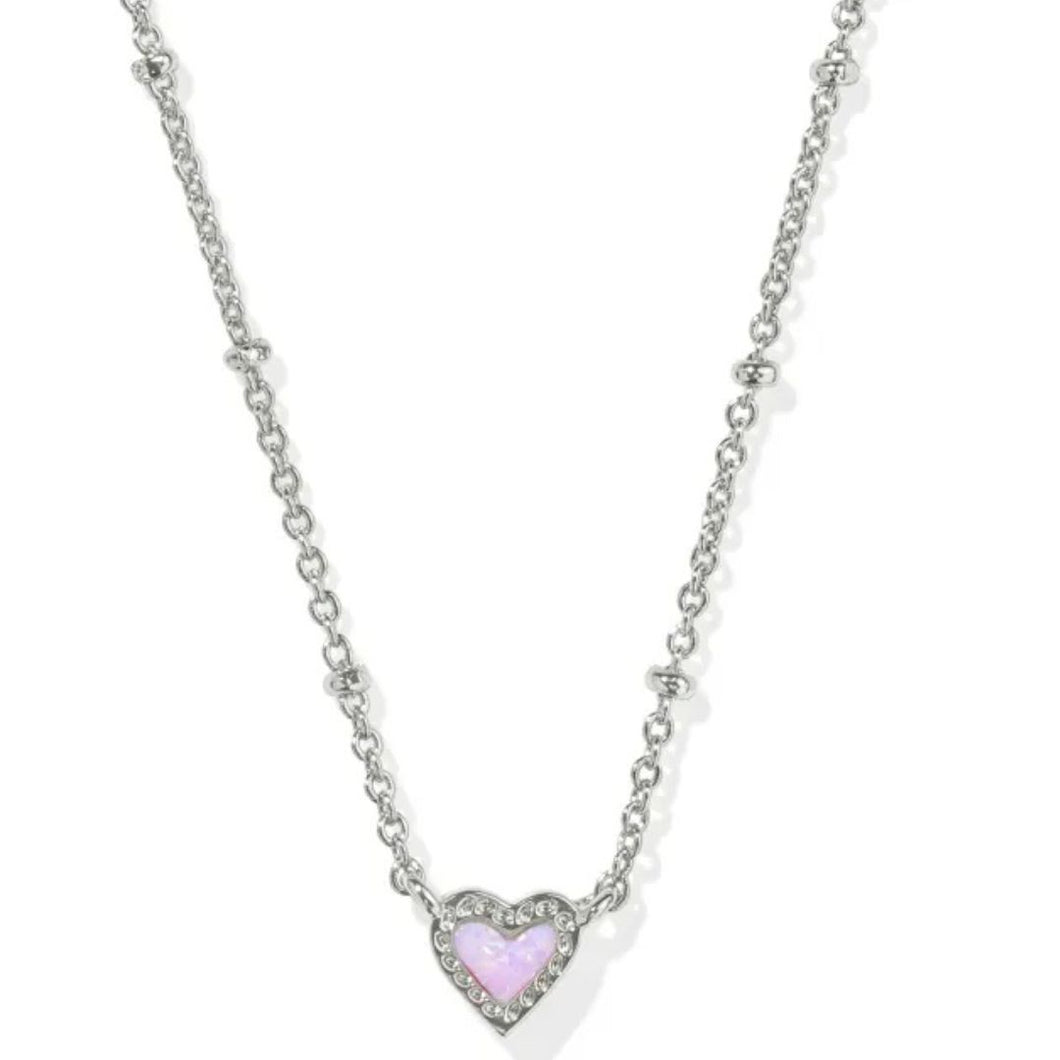 Mini Ari Heart Silver Satellite Short Pendant Necklace