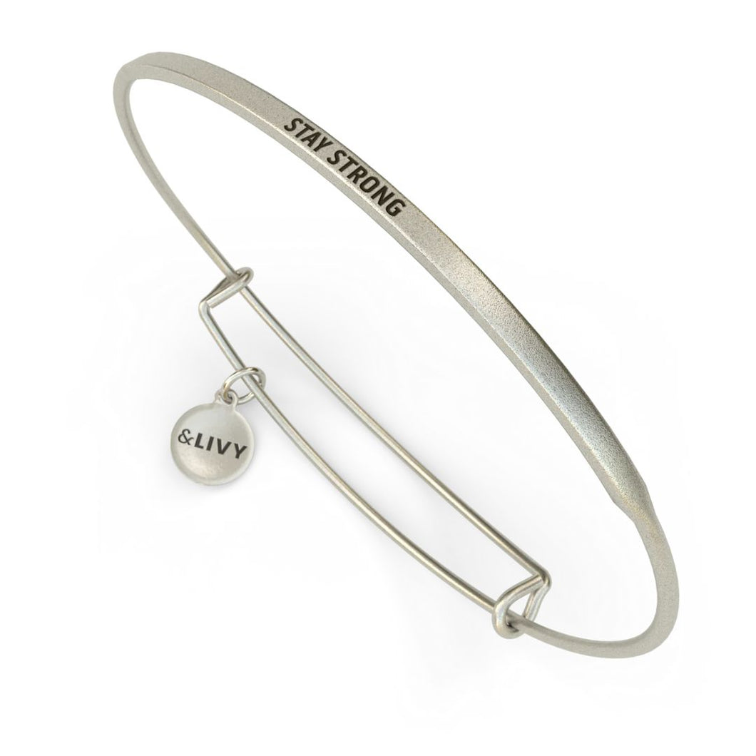 &LIVY Stay Strong Bangle-Antique Silver