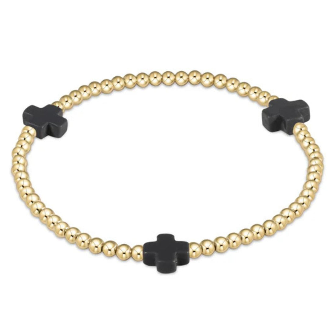 enewton Signature Cross Gold Pattern 3mm Bead Bracelet