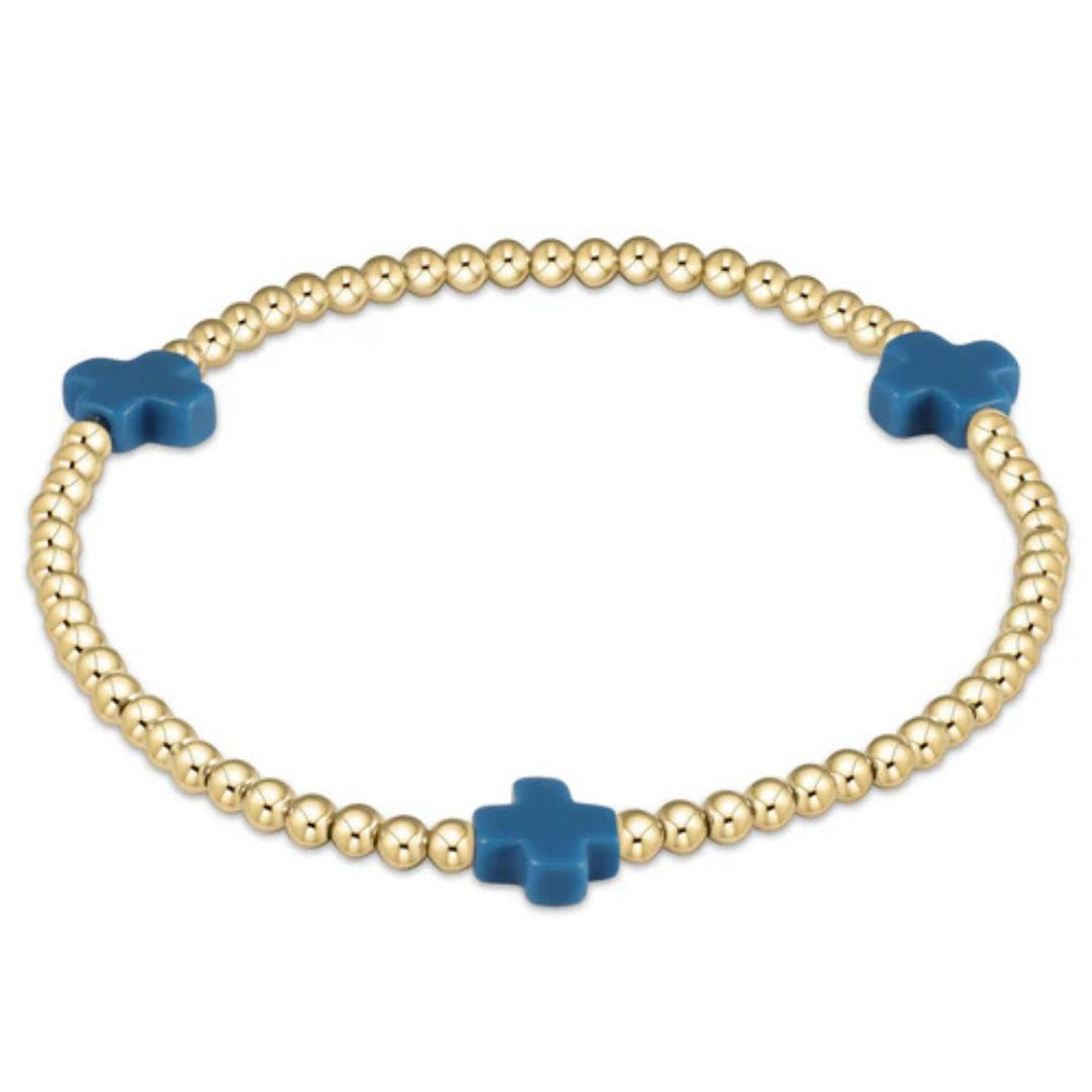 enewton Signature Cross Gold Pattern 3mm Bead Bracelet