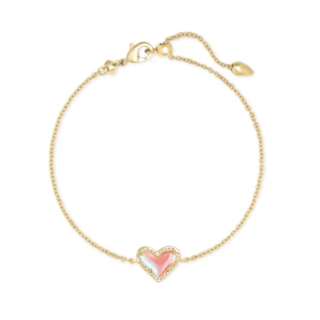 Ari Heart Gold Chain Bracelet in Dichroic Glass