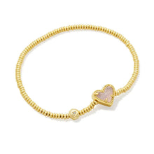 Load image into Gallery viewer, Ari Heart Gold Stretch Bracelet in Iridescent Drusy
