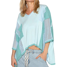 Load image into Gallery viewer, V-Neck Oversize Crochet &amp; Knit Flowy Top
