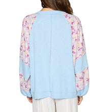 Load image into Gallery viewer, Balloon Sleeve Floral Colorblock Top
