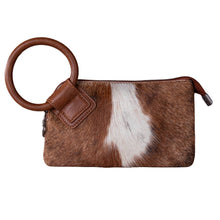 Load image into Gallery viewer, Montana West Genuine Hair-On Cowhide Ring Handle Wristlet Clutch Bag
