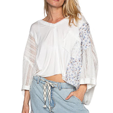Load image into Gallery viewer, V-Neck Flowy Patchwork &amp; Crochet Top

