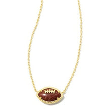 Load image into Gallery viewer, Kendra Scott Football Gold Orange Goldstone Necklace
