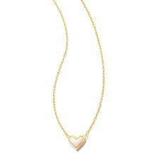 Load image into Gallery viewer, Framed Ari Heart Gold Short Pendant Necklace in White
