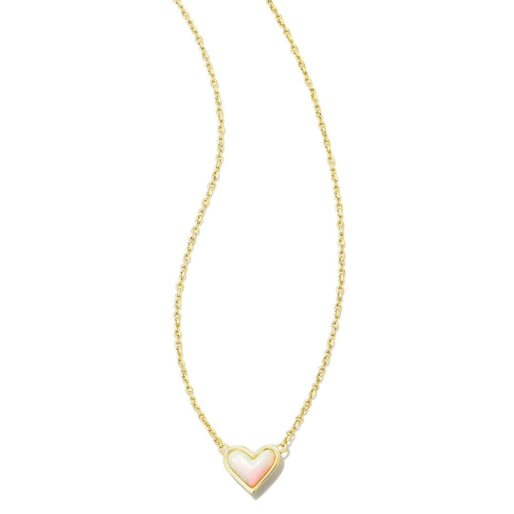 Framed Ari Heart Gold Short Pendant Necklace in White