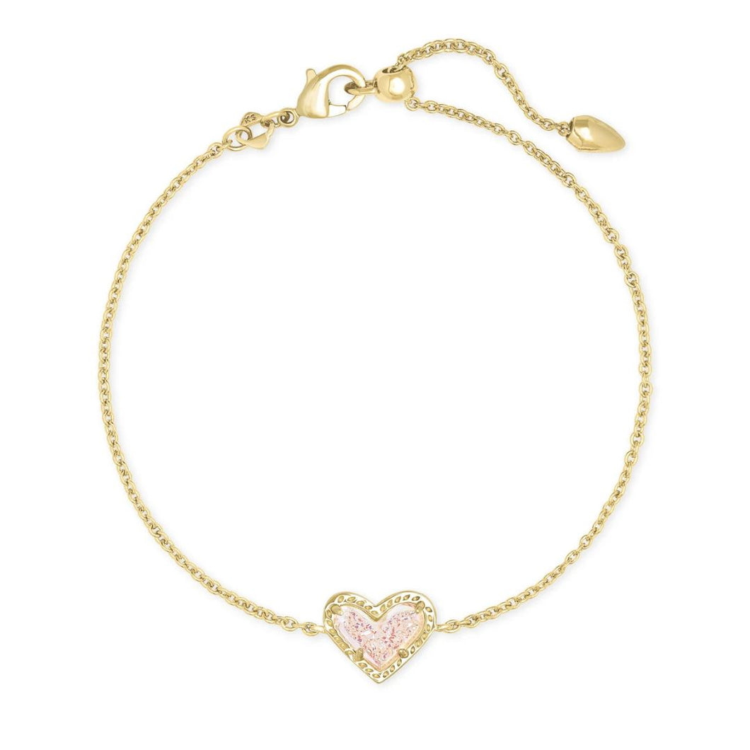 Ari Heart Gold Chain Bracelet in Iridescent Drusy