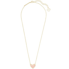 Load image into Gallery viewer, Ari Heart Gold Pendant Necklace in Rose Quartz
