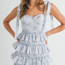 Load image into Gallery viewer, Mable Floral Tiered Ruffled BustierMidi Dress
