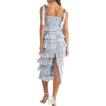 Load image into Gallery viewer, Mable Floral Tiered Ruffled BustierMidi Dress
