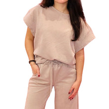 Load image into Gallery viewer, Textured Loose Fit Top &amp; Cropped Wide Pant Set
