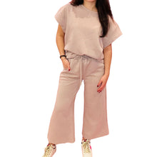 Load image into Gallery viewer, Textured Loose Fit Top &amp; Cropped Wide Pant Set
