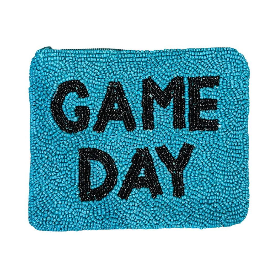 Teal Game Day Beaded Coin Purse