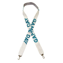 Load image into Gallery viewer, White &amp; Teal Sequin Game Day Purse Strap
