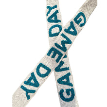 Load image into Gallery viewer, White &amp; Teal Sequin Game Day Purse Strap
